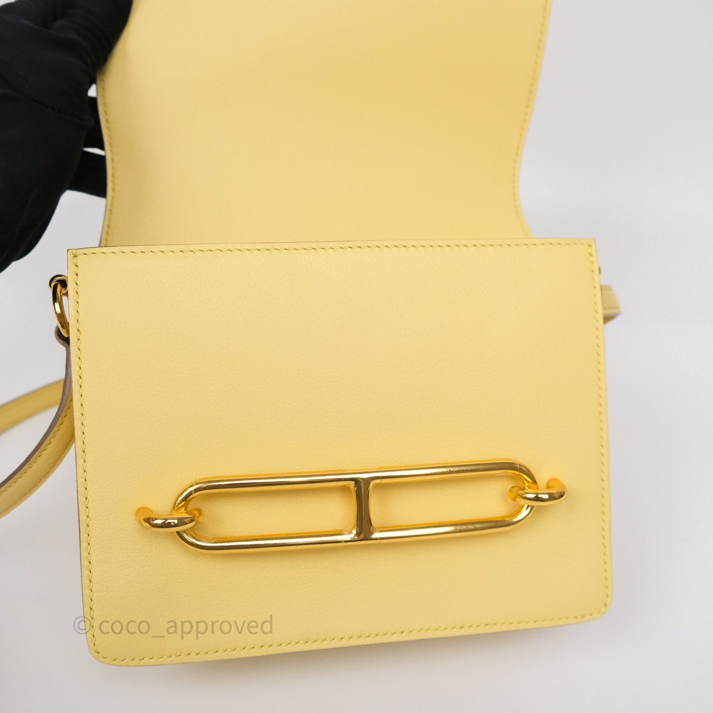 Hermès Roulis Mini 18 Jaune Poussin 1Z Swift Gold Hardware