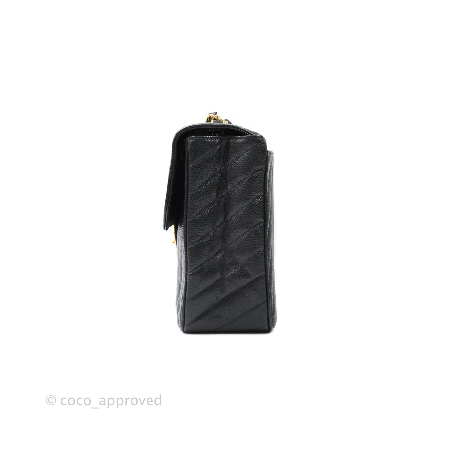 Chanel Vintage Chevron Maxi Classic Flap Black Caviar 24K Gold Hardware