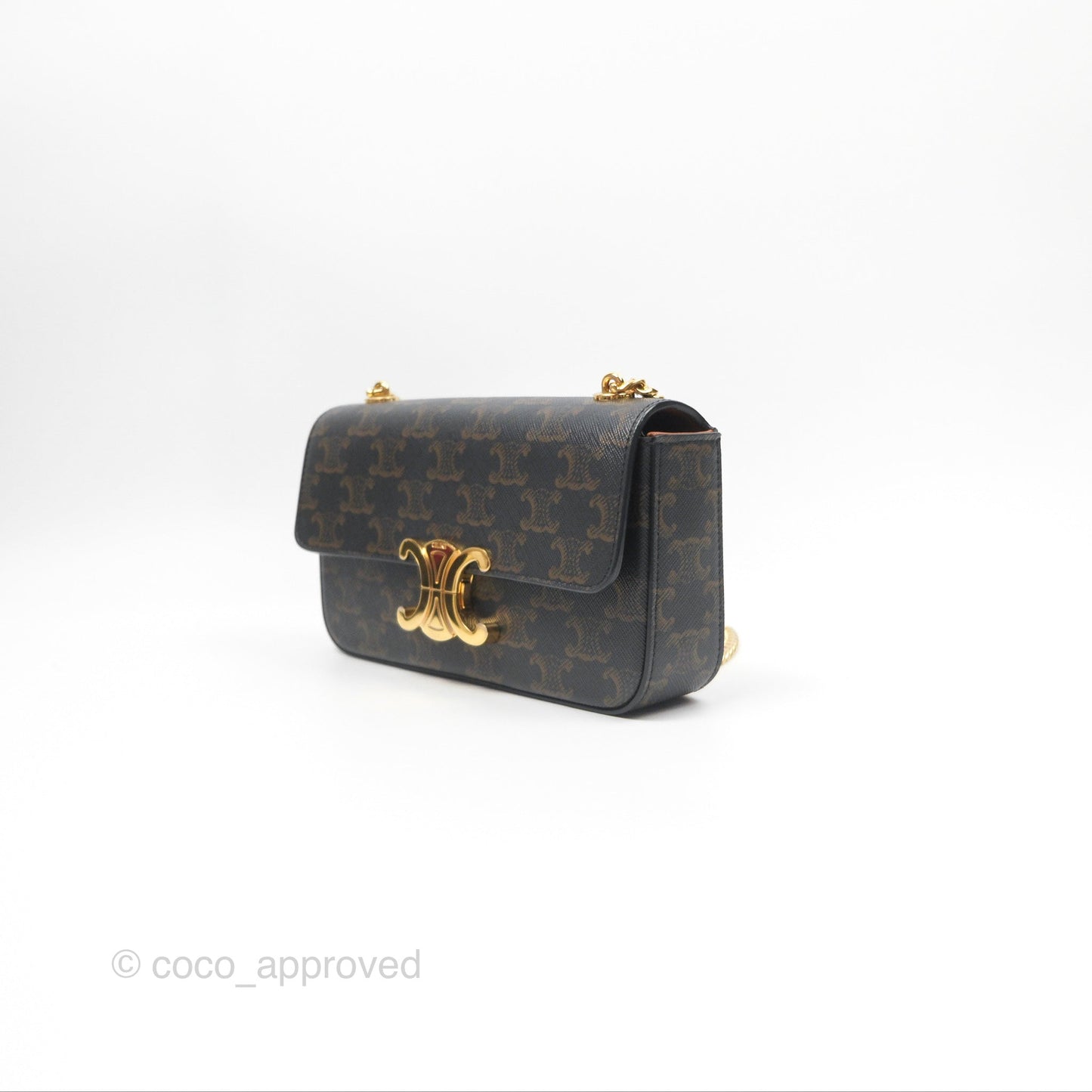 Celine Chain Shoulder Bag Claude in Triomphe Canvas Tan