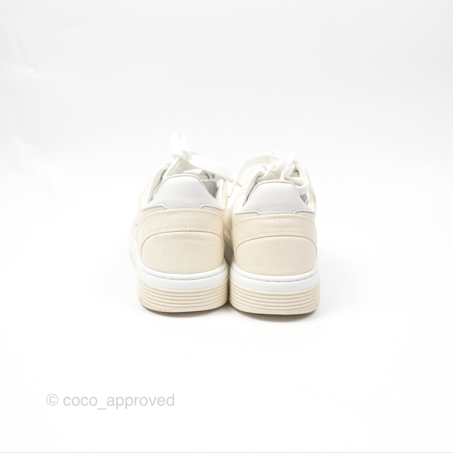Chanel Ivory Beige White Sneakers Size 37.5