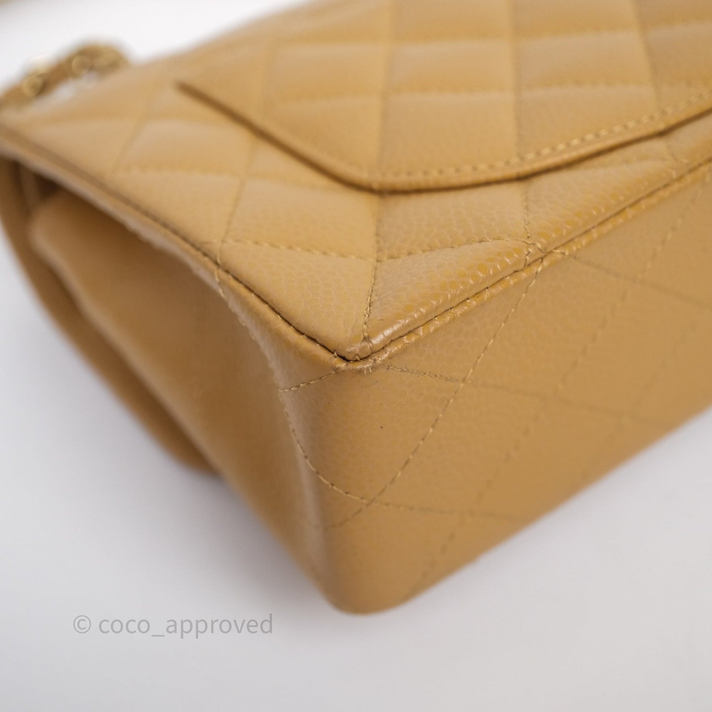 Chanel Classic M/L Medium Flap Quilted Dark Beige Caviar Gold Hardware