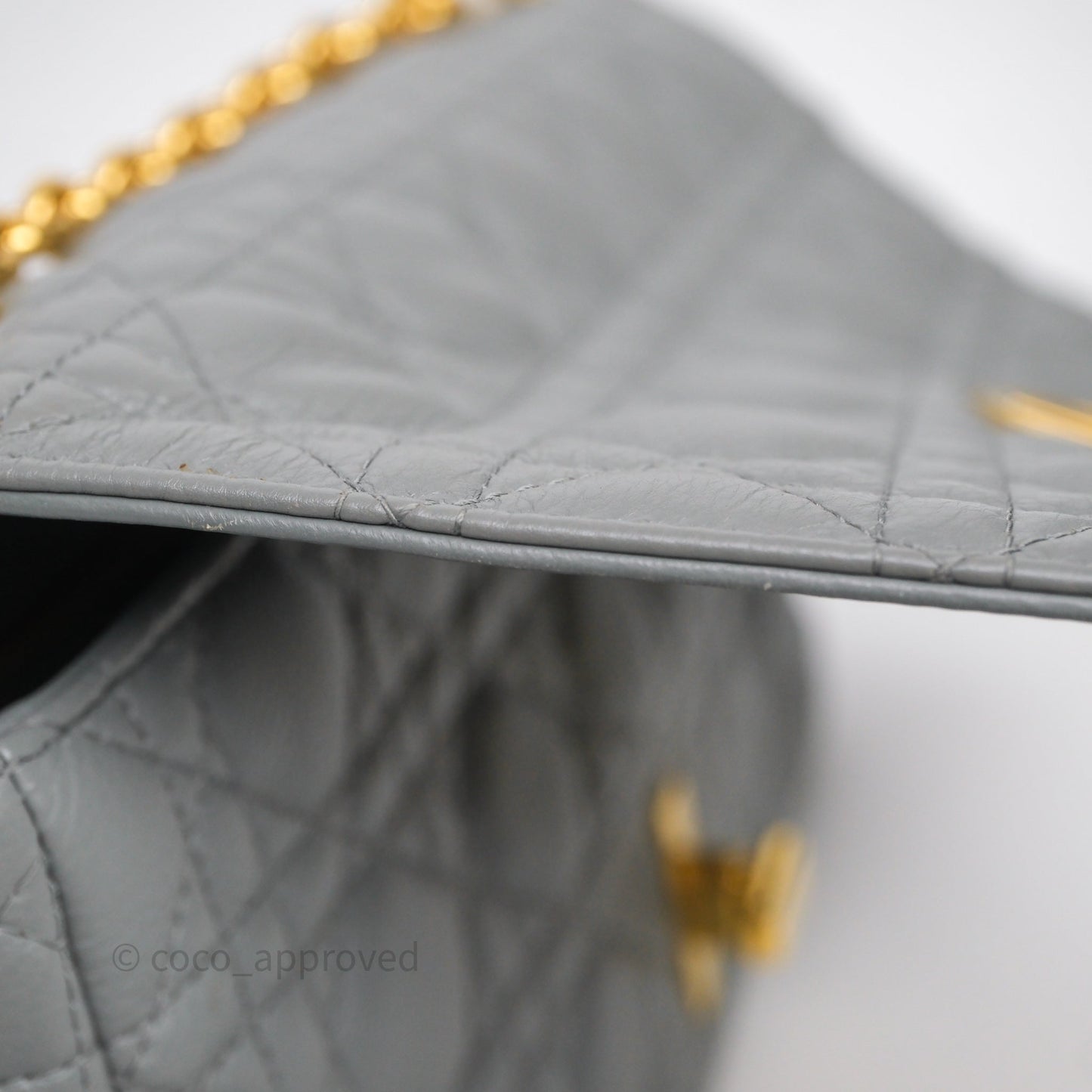 Christian Dior Caro Bag Medium Stone Grey Cannage Calfskin Gold Hardware