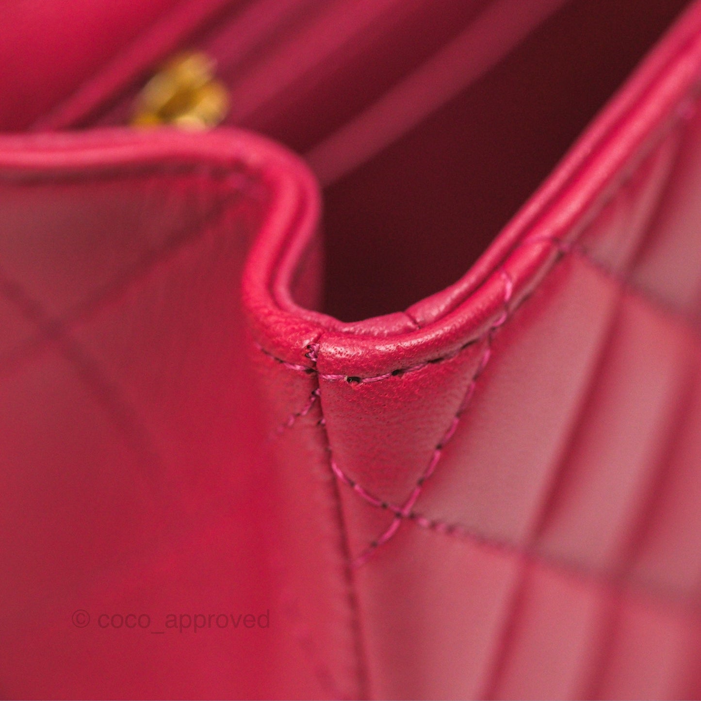 Chanel Top Handle Mini Rectangular Flap Bag Berry Red Lambskin Aged Gold Hardware