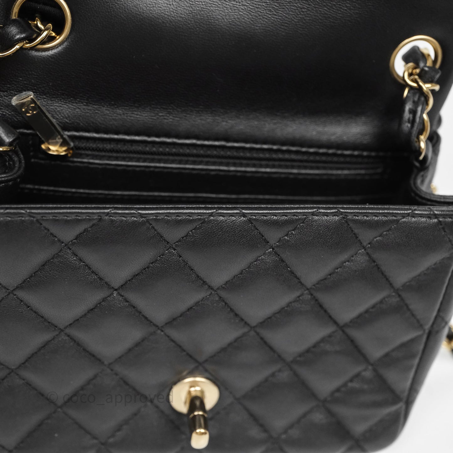 Chanel Mini Square Quilted Black Lambskin Gold Hardware