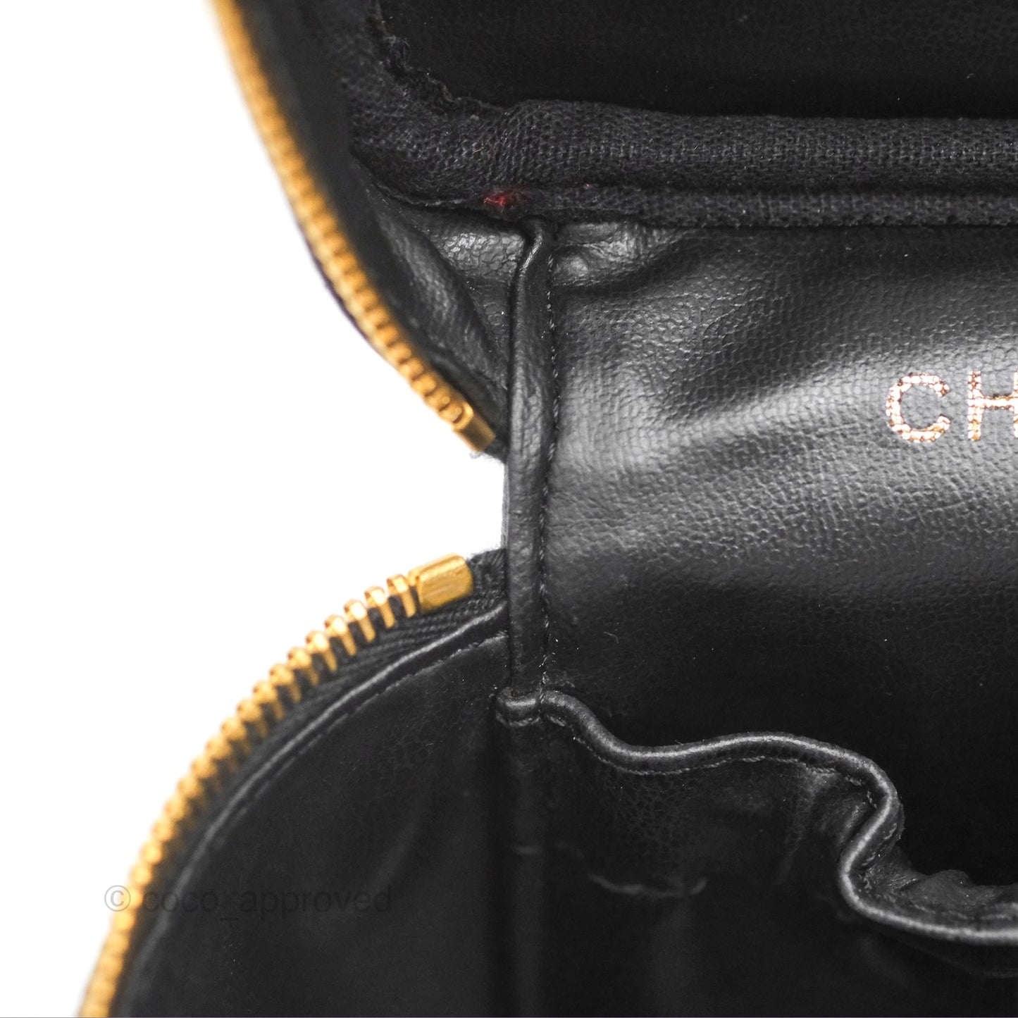 Chanel Vintage Vanity Case Black Caviar Gold Hardware