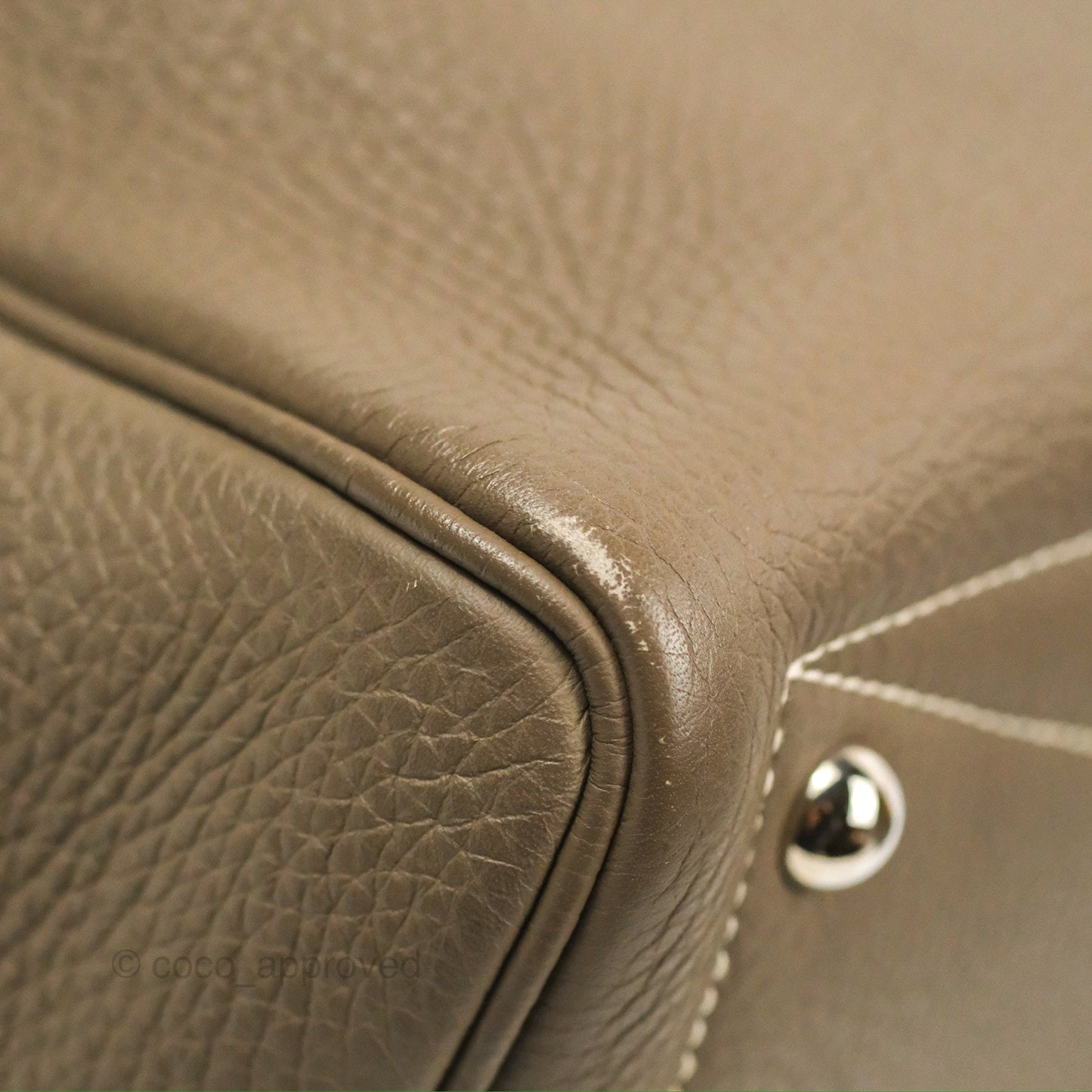 Hermes Victoria II 35 Bag Etoupe Clemence Palladium Hardware