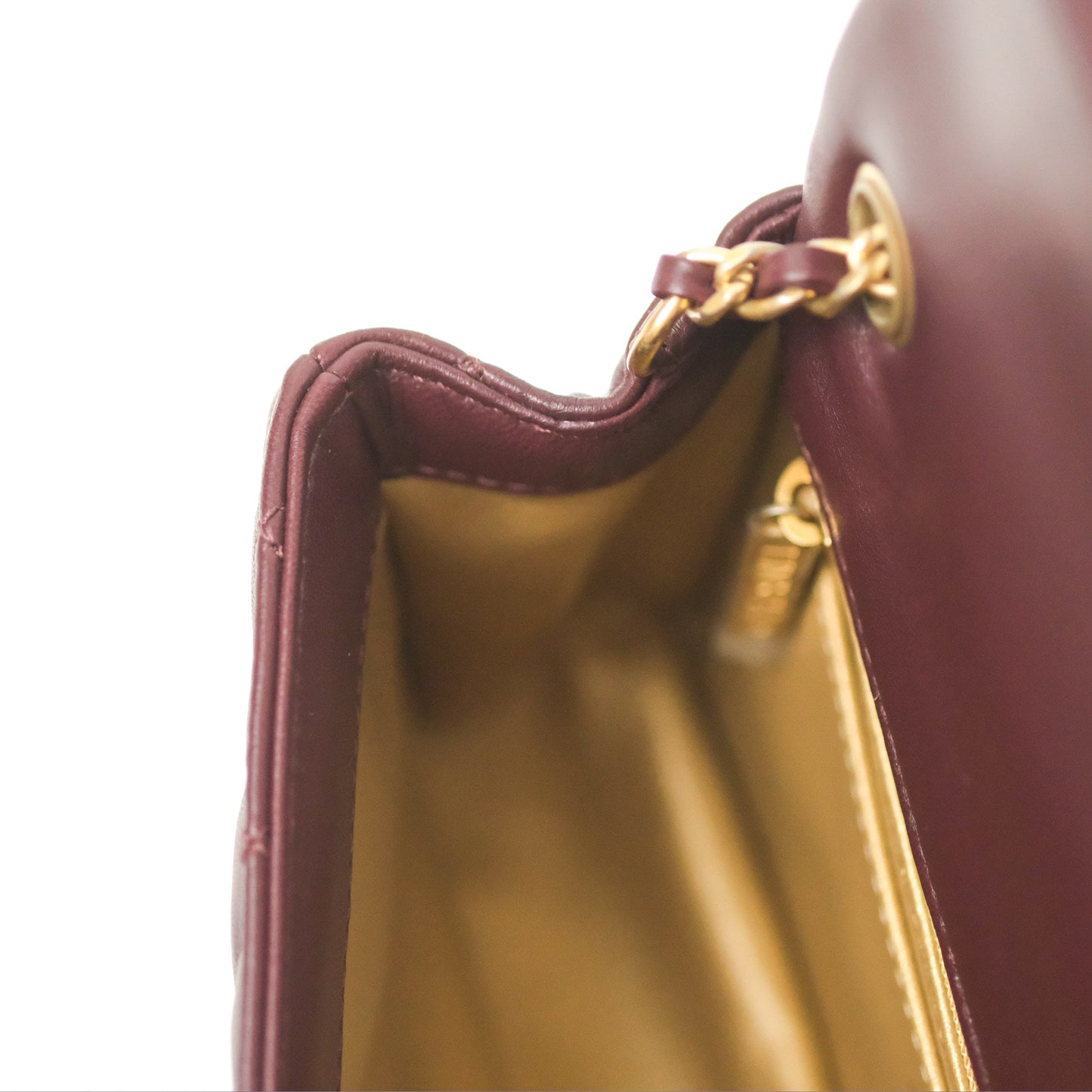 Chanel Mini Rectangular Pearl Crush Burgundy Lambskin Aged Gold Hardware