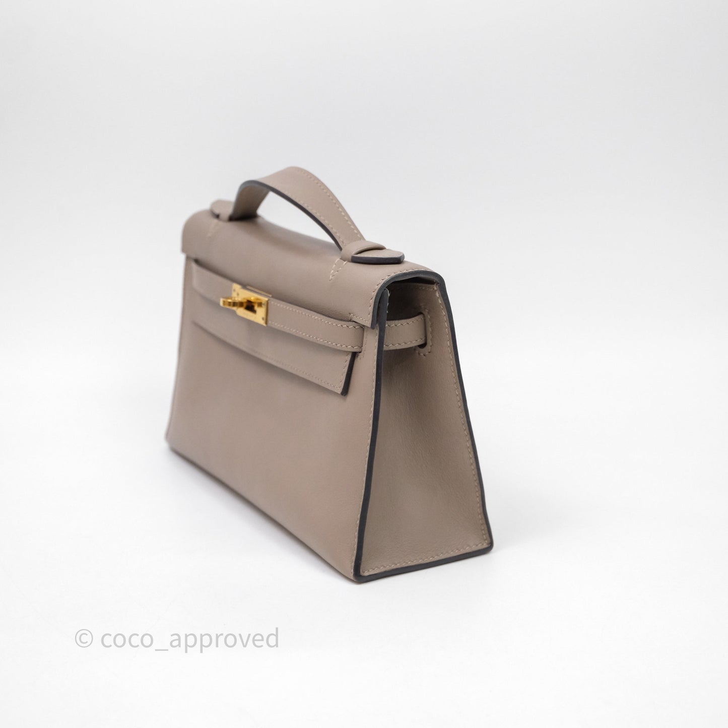 Hermès Kelly Pochette Gris Asphalte M8 Swift Gold Hardware