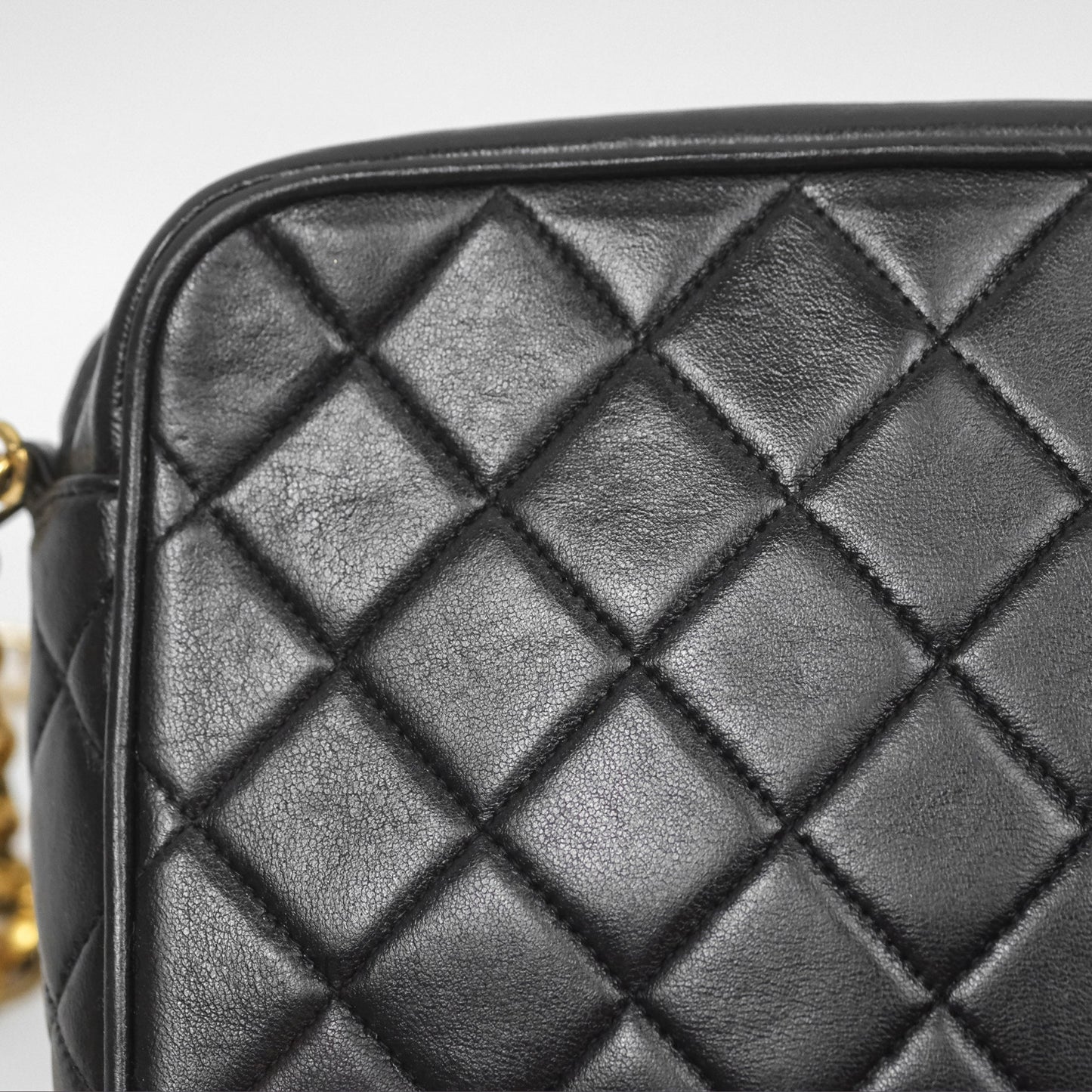 Chanel Vintage Diana Fringe Camera Bag Black Lambskin 24K Gold Hardware