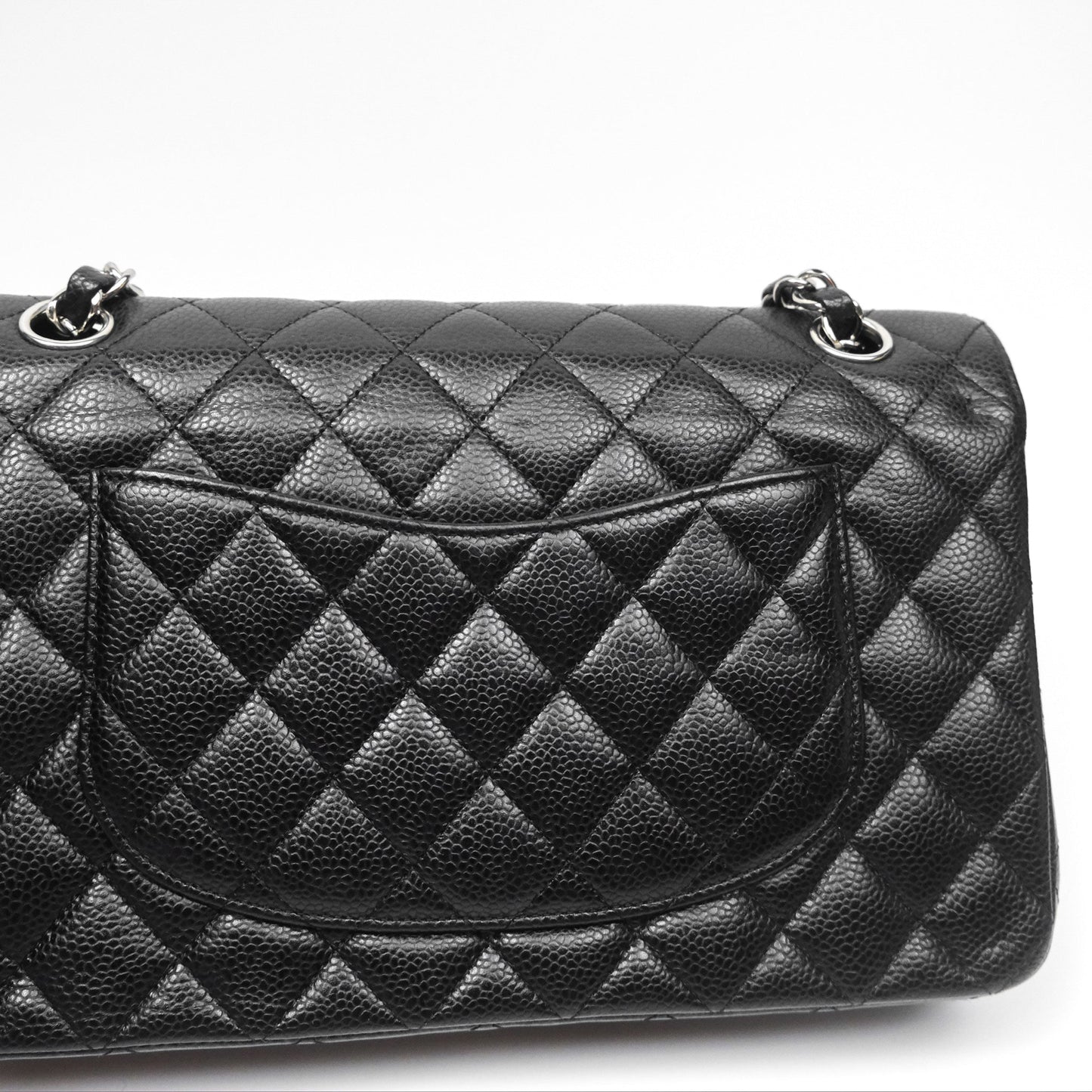 Chanel Classic M/L Medium Flap Quilted Black Caviar Silver Hardware