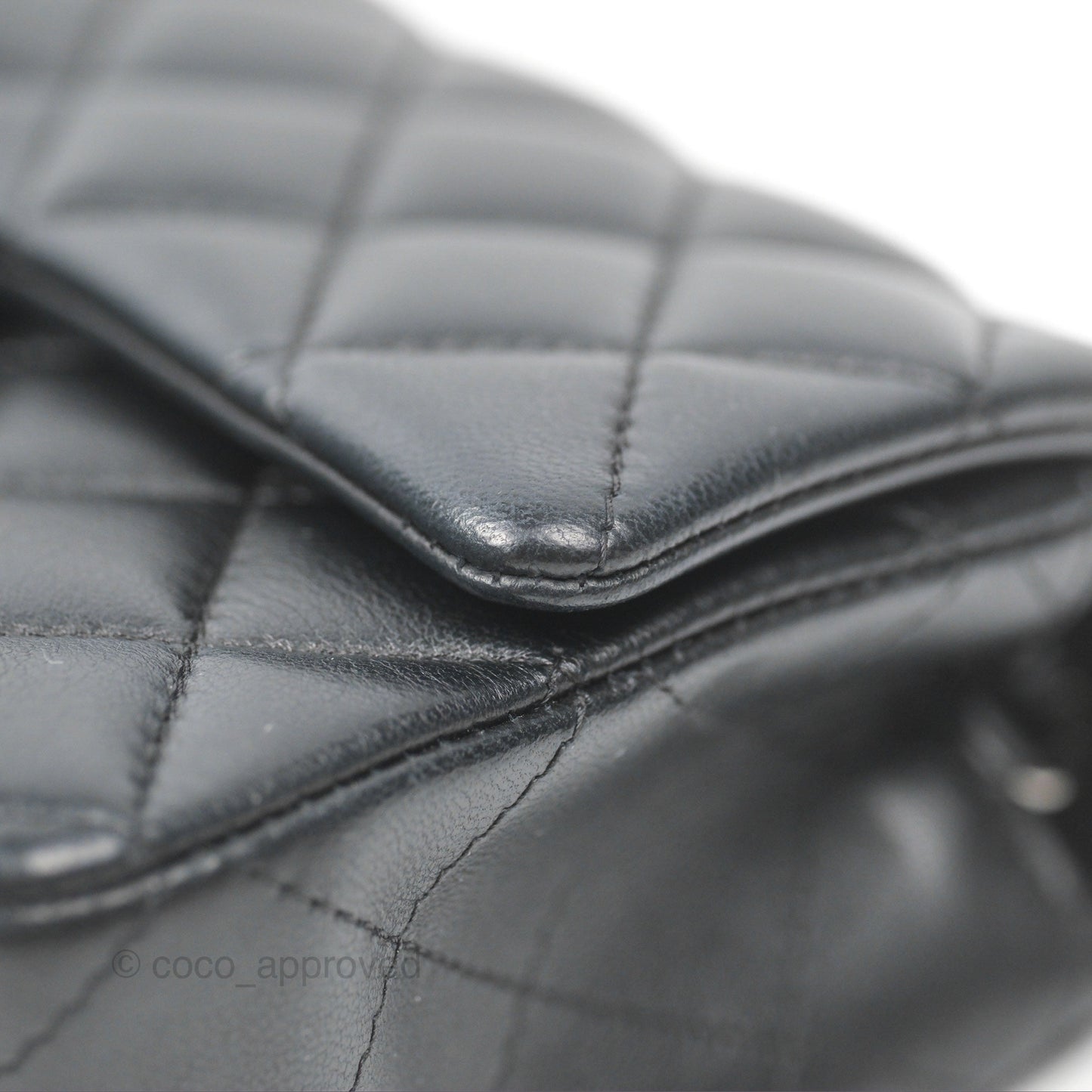 Chanel Quilted Mini Rectangular Flap Black Lambskin Silver Hardware