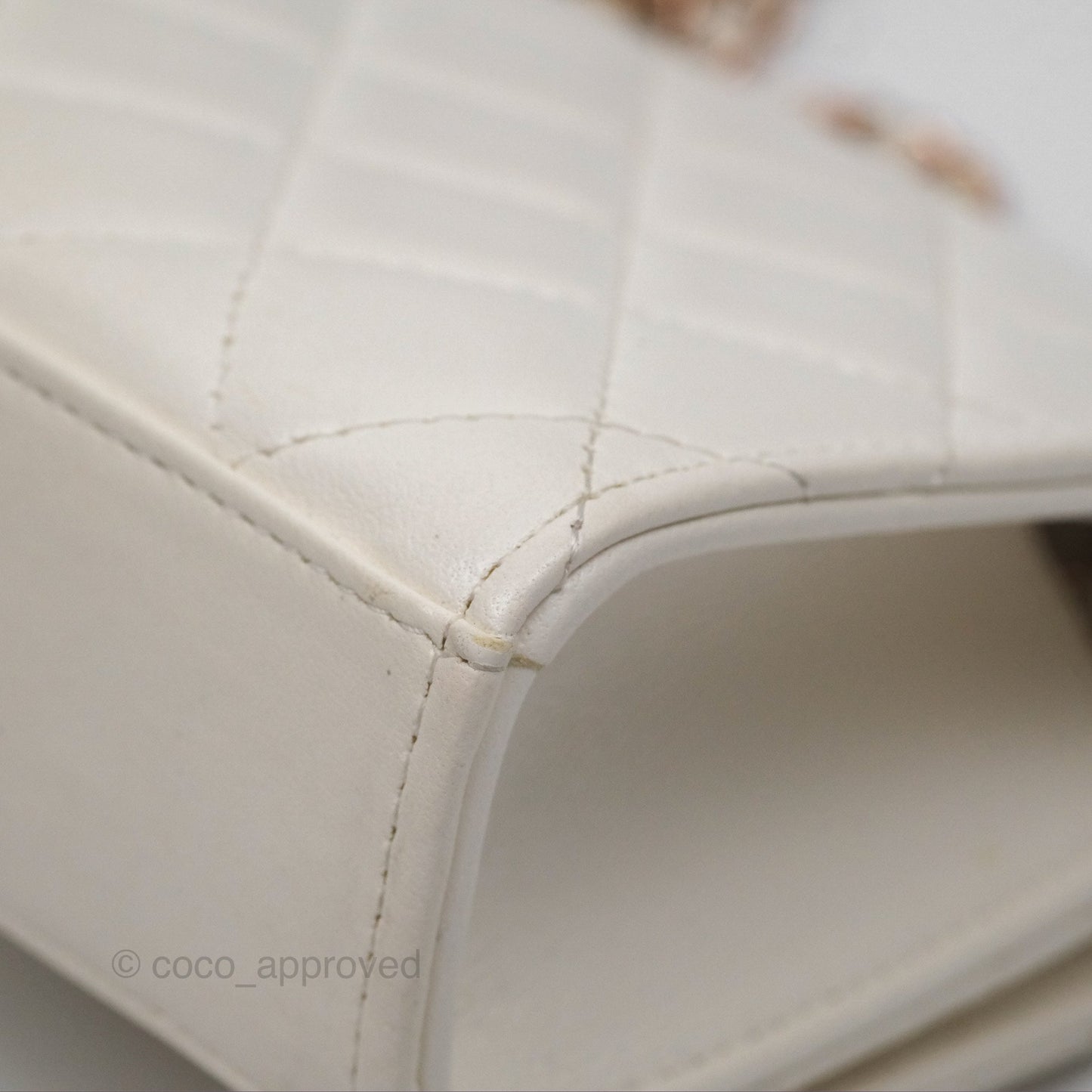 Chanel Mini Quilted Trendy CC Clutch With Chain White Lambskin Rose Gold Hardware