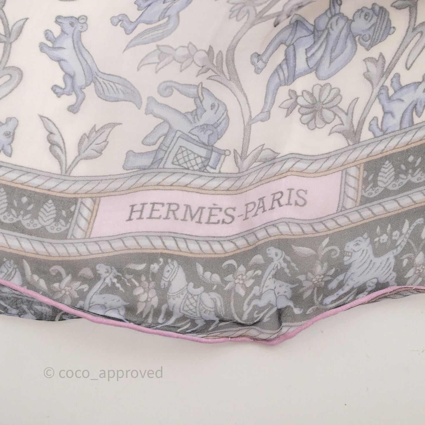 Hermès Grey/ Purple Silk Scarf