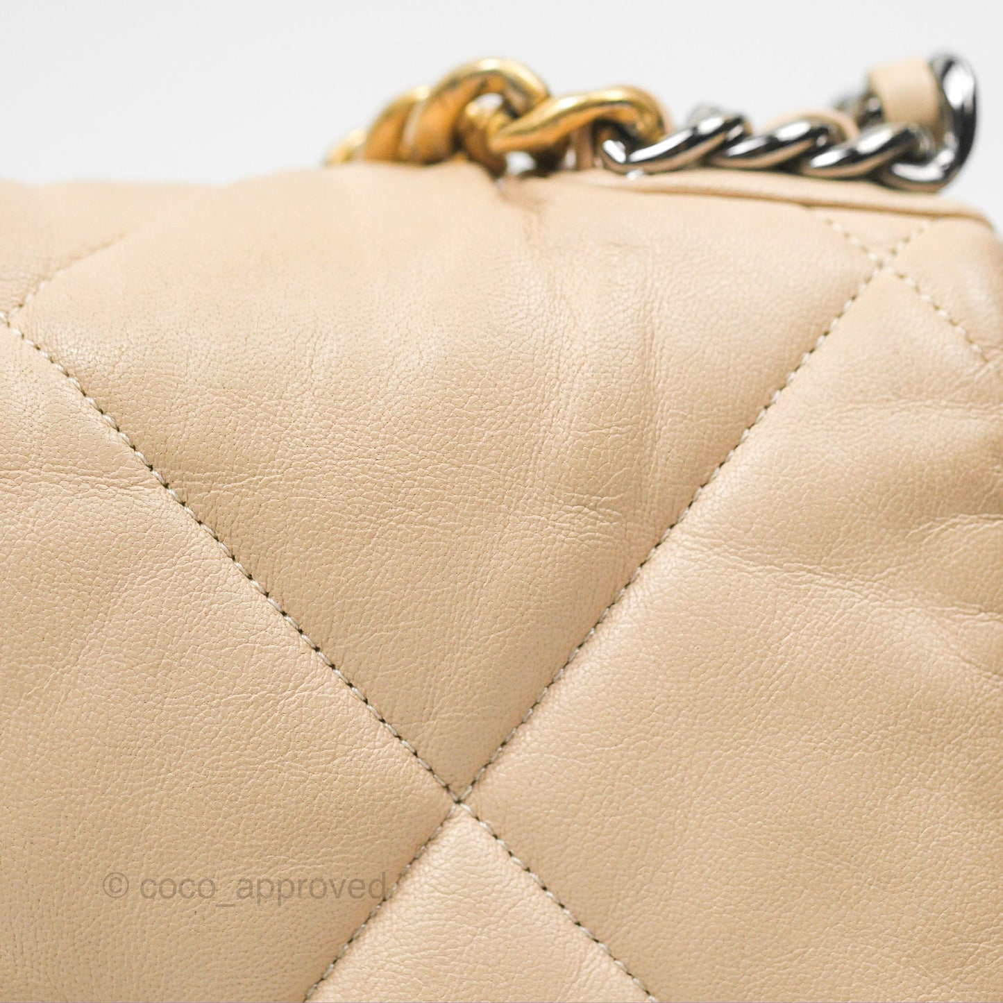 Chanel 19 Small Beige Goatskin Mixed Hardware