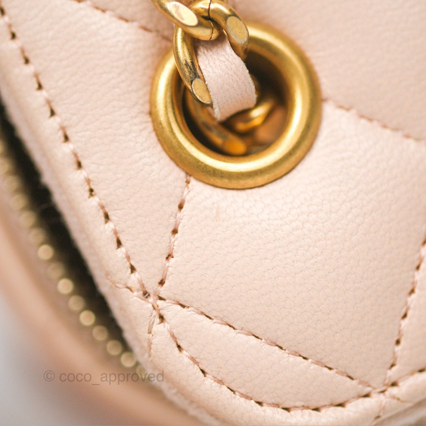 Chanel Classic Mini Pearl Crush Vanity With Chain Light Pink Lambskin Aged Gold Hardware