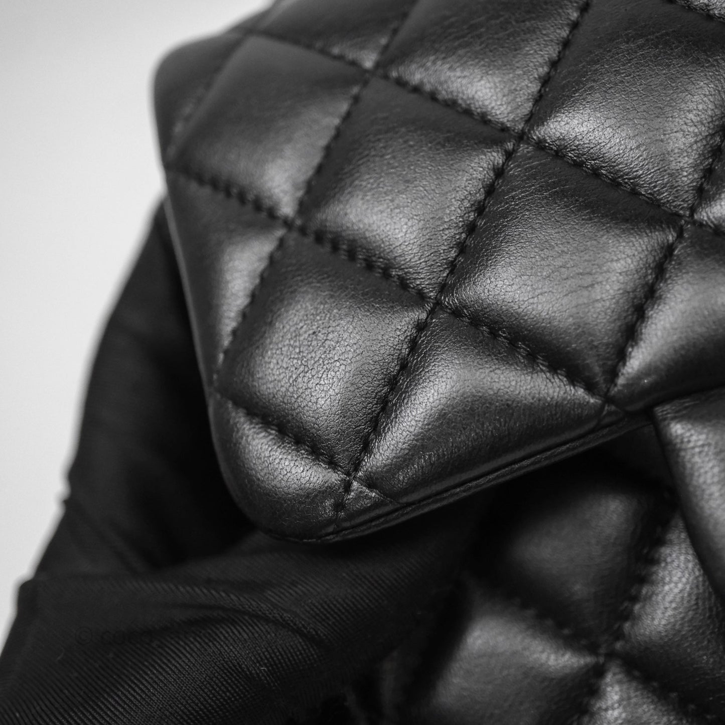 Chanel Mini Square Quilted Black Lambskin Silver Hardware