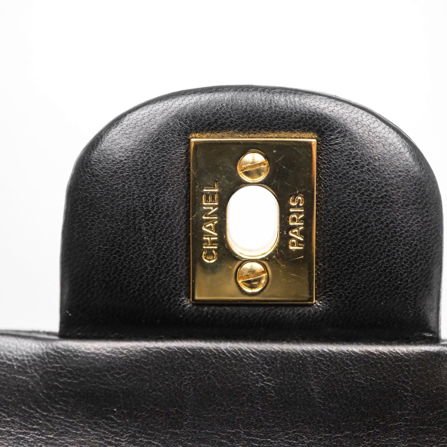 Chanel Classic M/L Medium Flap Quilted Black Lambskin Gold Hardware