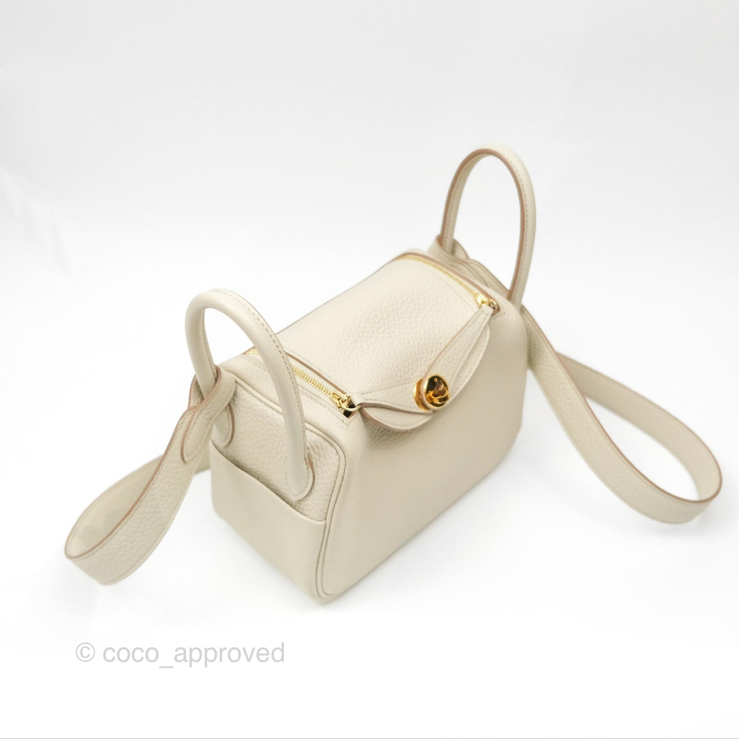 Hermès Mini Lindy 20 Beton Clemence Gold Hardware