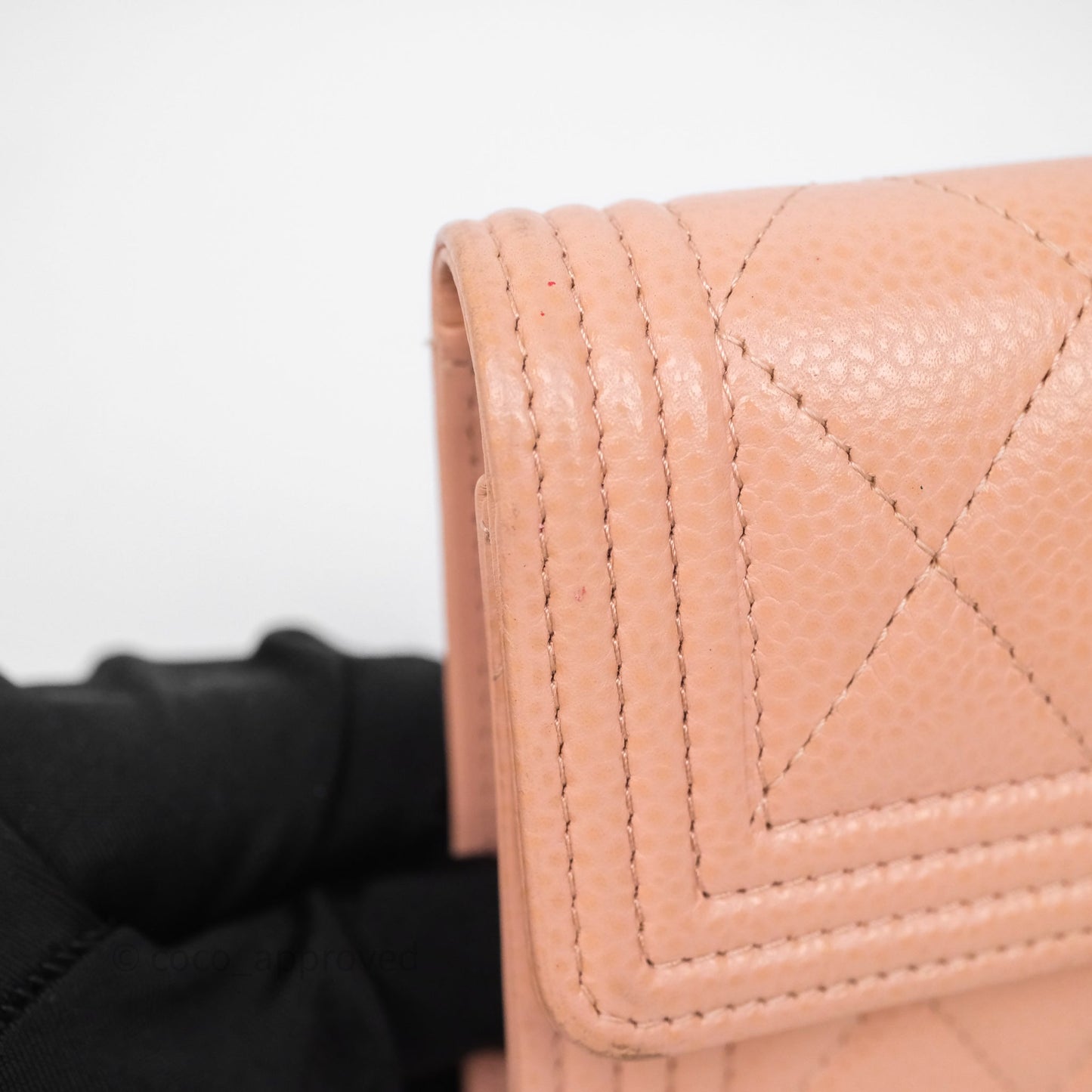 Chanel Quilted Boy Medium Trifold Flap Wallet Pink Caviar Gold Hardware