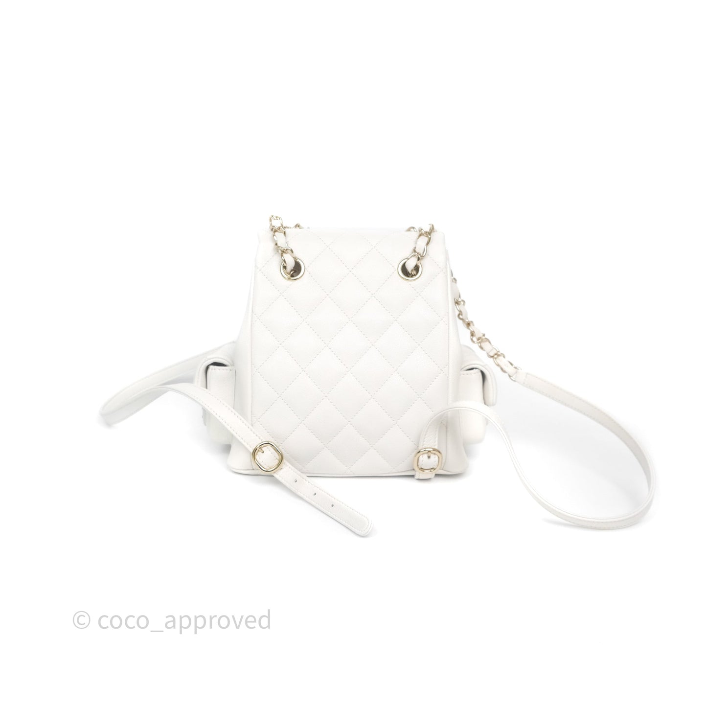 Chanel Duma Backpack White Caviar Gold Hardware 23K