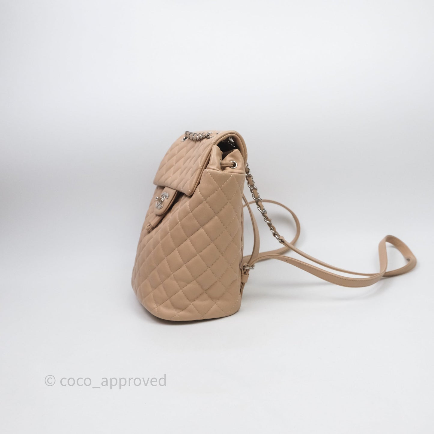 Chanel Quilted Small Urban Spirit Backpack Beige Lambskin Silver Hardware