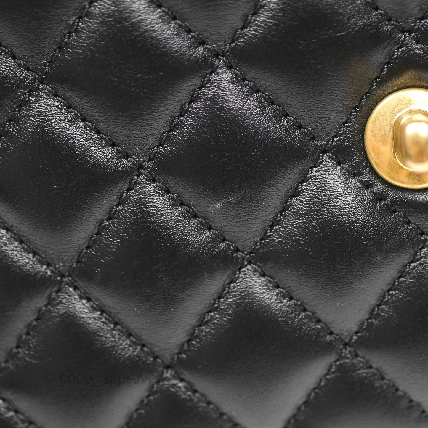 Chanel Small Coco Handle Quilted Black Calfskin Aged Gold Hardware