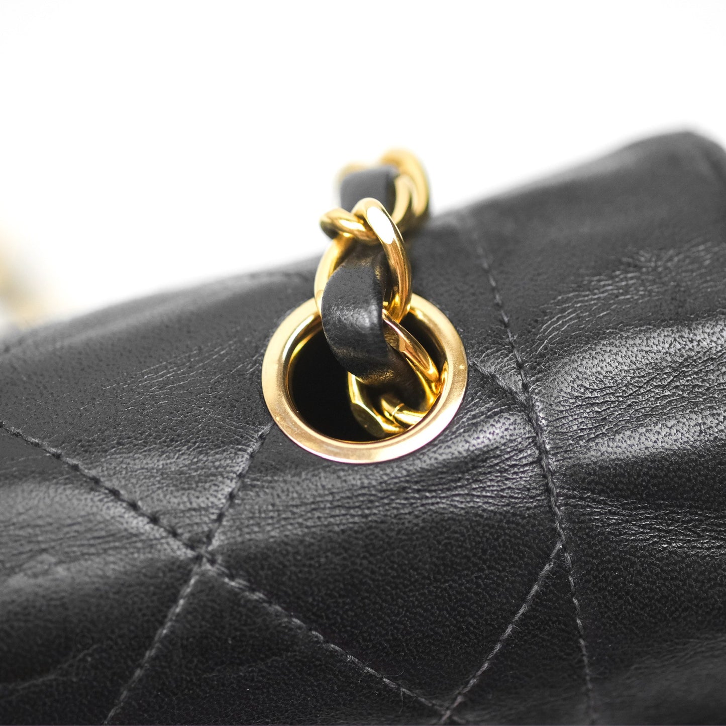 Chanel Vintage Medium Classic Diana Flap Bag Black Lambskin 24K Gold Hardware