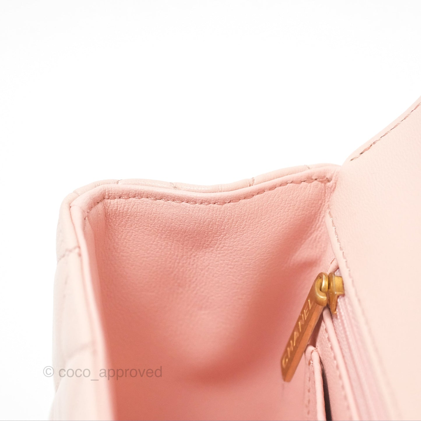 Chanel Top Handle Mini Rectangular Flap Bag Light Pink Lambskin Aged Gold Hardware