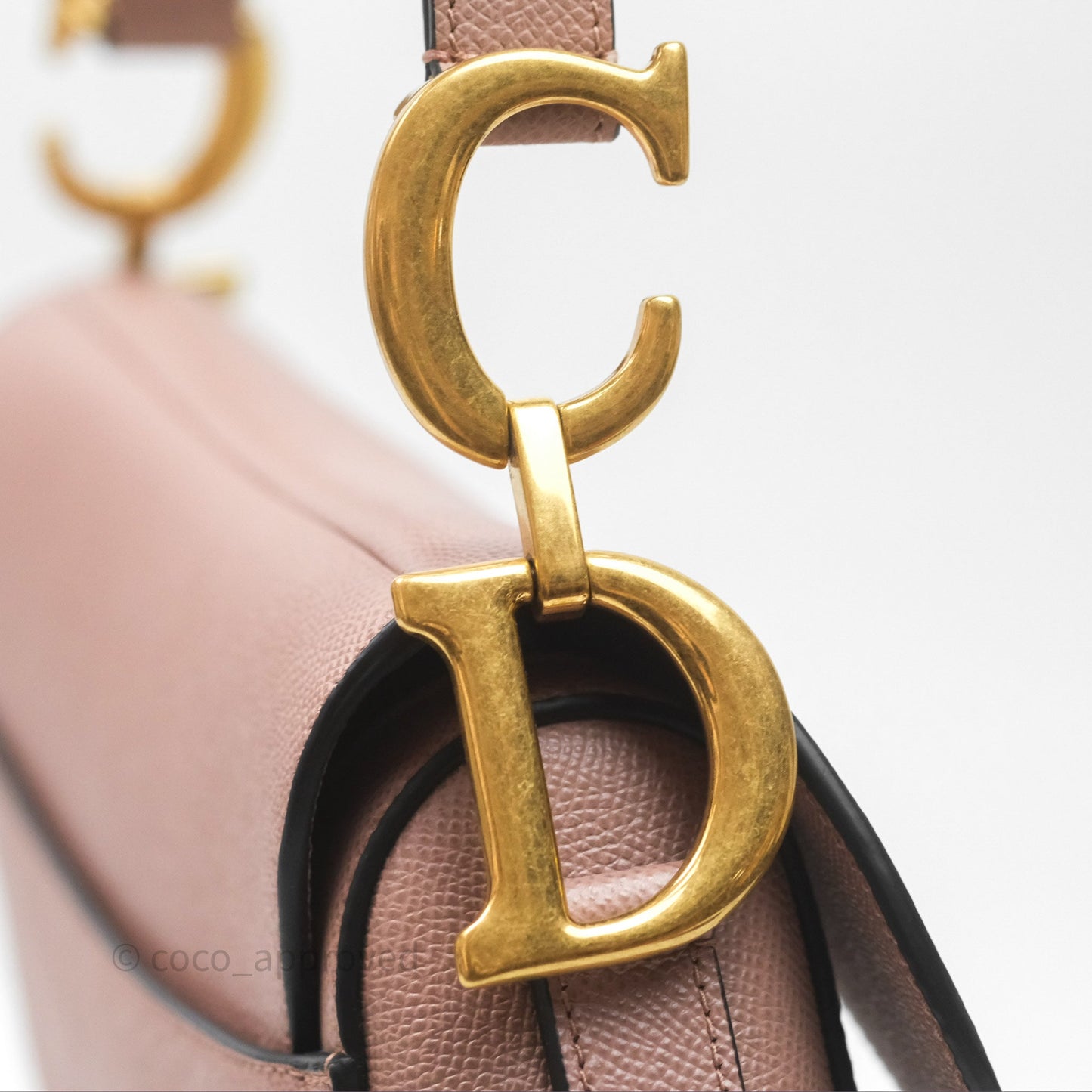 Christian Dior Saddle Bag Dusty Pink Grained Calfskin Gold Hardware