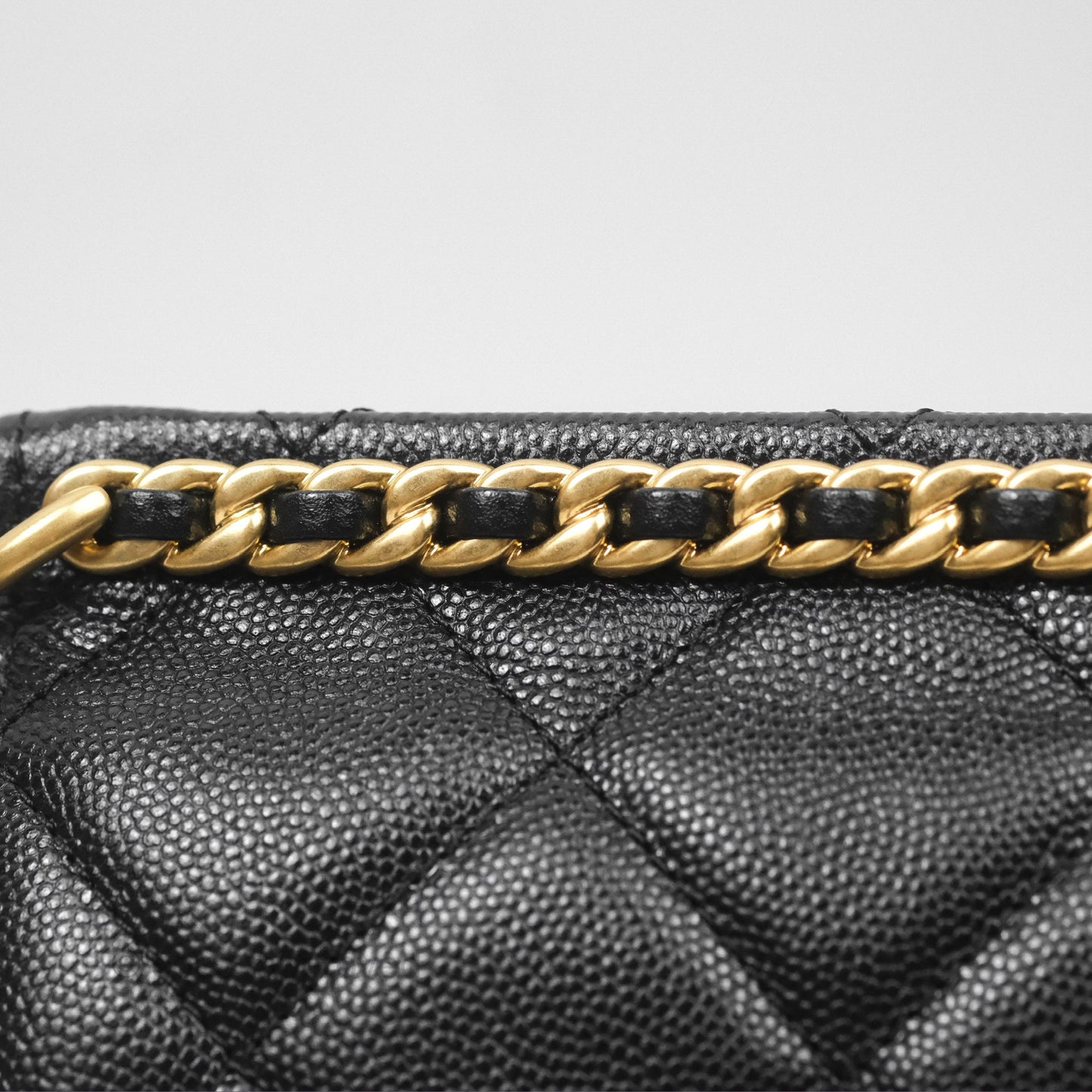 Chanel Chain Flap Bag Black Caviar Aged Gold Hardware 23A