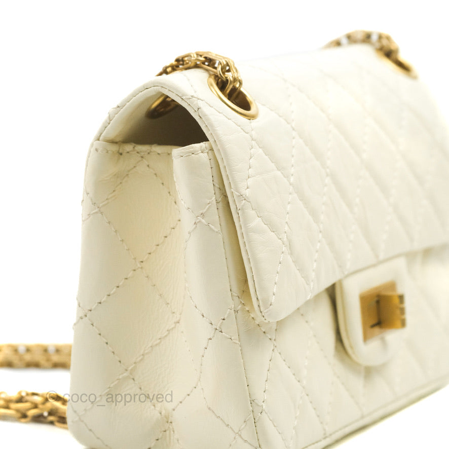 Chanel Mini Reissue 224 White Ivory Aged Calfskin Aged Gold Hardware