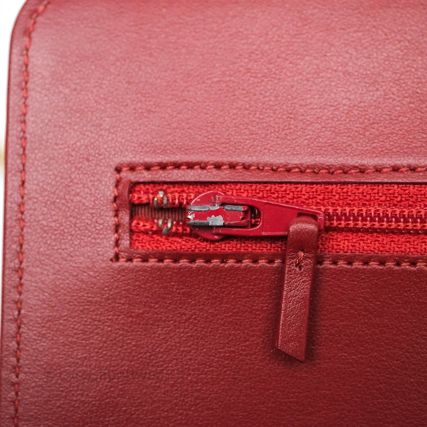 Chanel Boy Wallet on Chain WOC Red Caviar Aged Gold Hardware