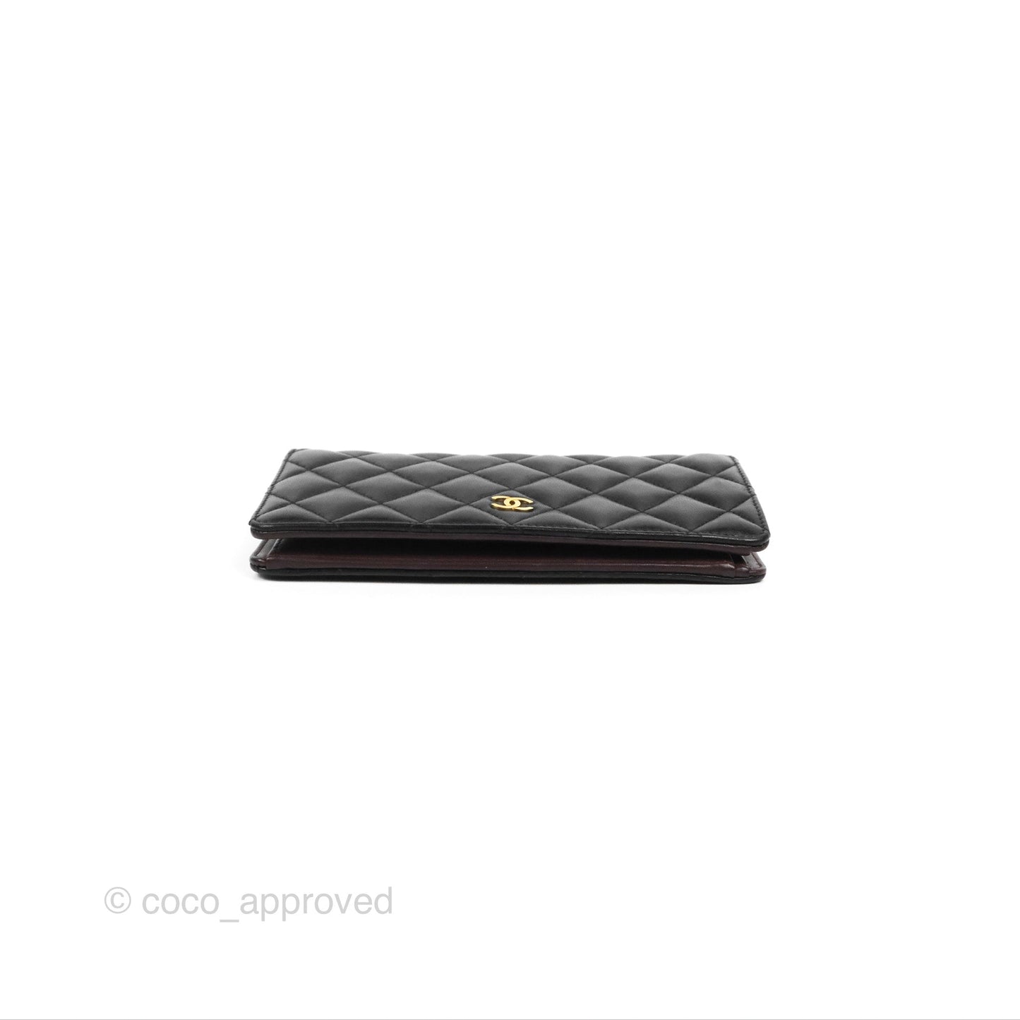 Chanel Classic Long Wallet Quilted Black Lambskin Gold Hardware