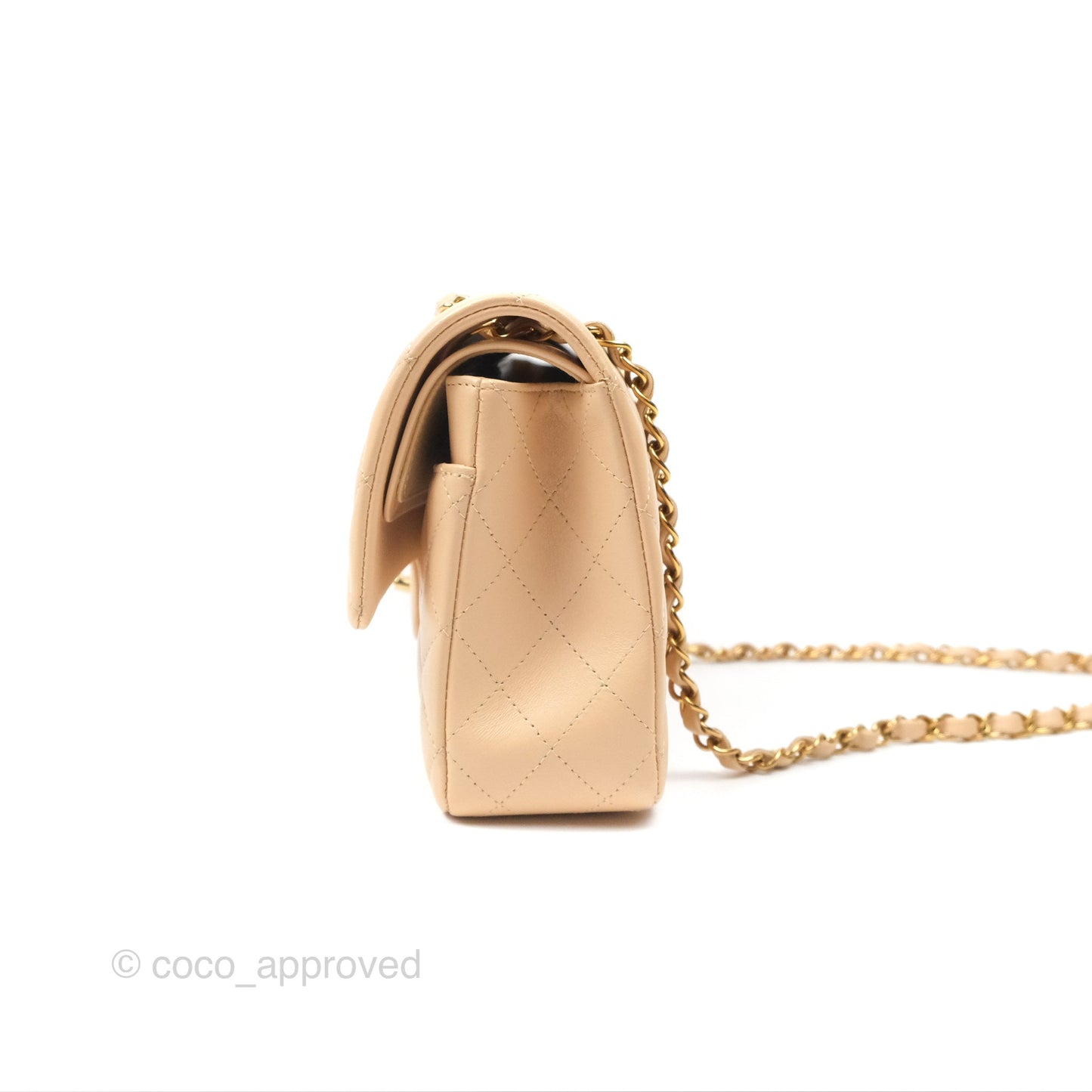 Chanel Classic M/L Medium Flap Quilted Beige Lambskin Gold Hardware