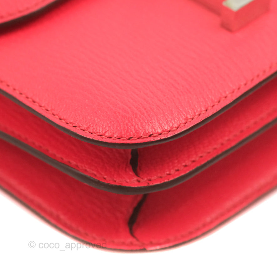 Hermès Constance Mini 18cm Rose Texas Chevre Mysore Palladium Hardware