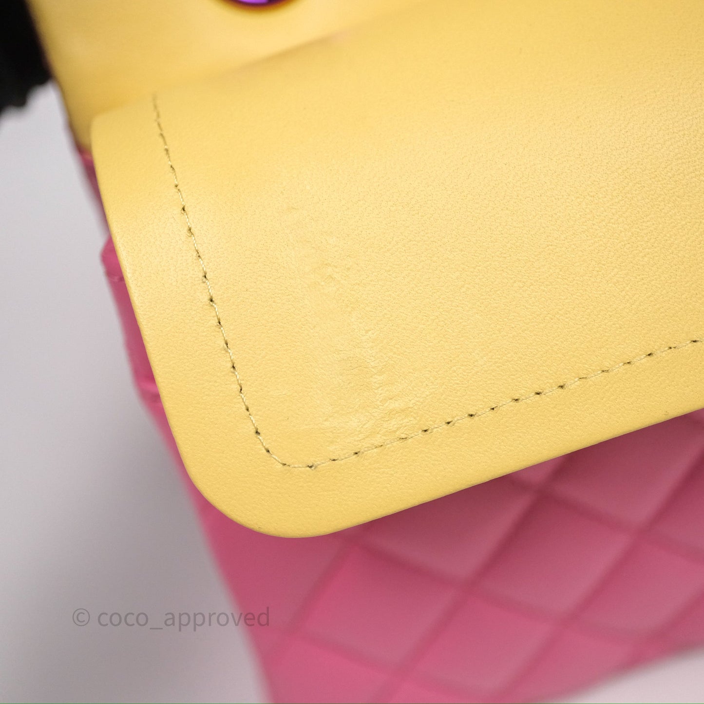 Chanel Small Classic Flap Quilted Pink Lambskin Rainbow Hardware