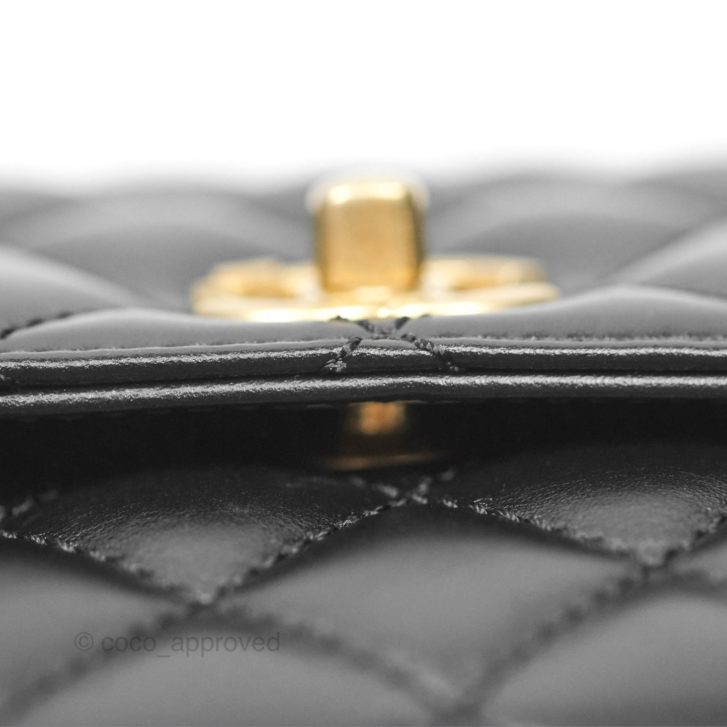 Chanel Small Coco Handle Quilted Black Calfskin Aged Gold Hardware