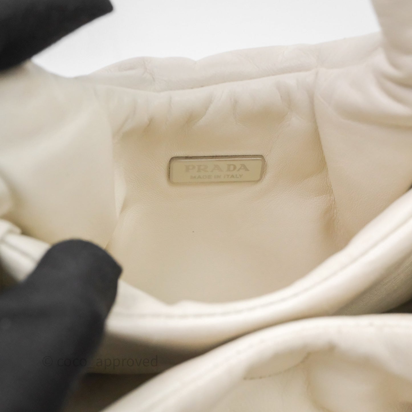 Prada Soft Tote Bag Ivory Silver Hardware