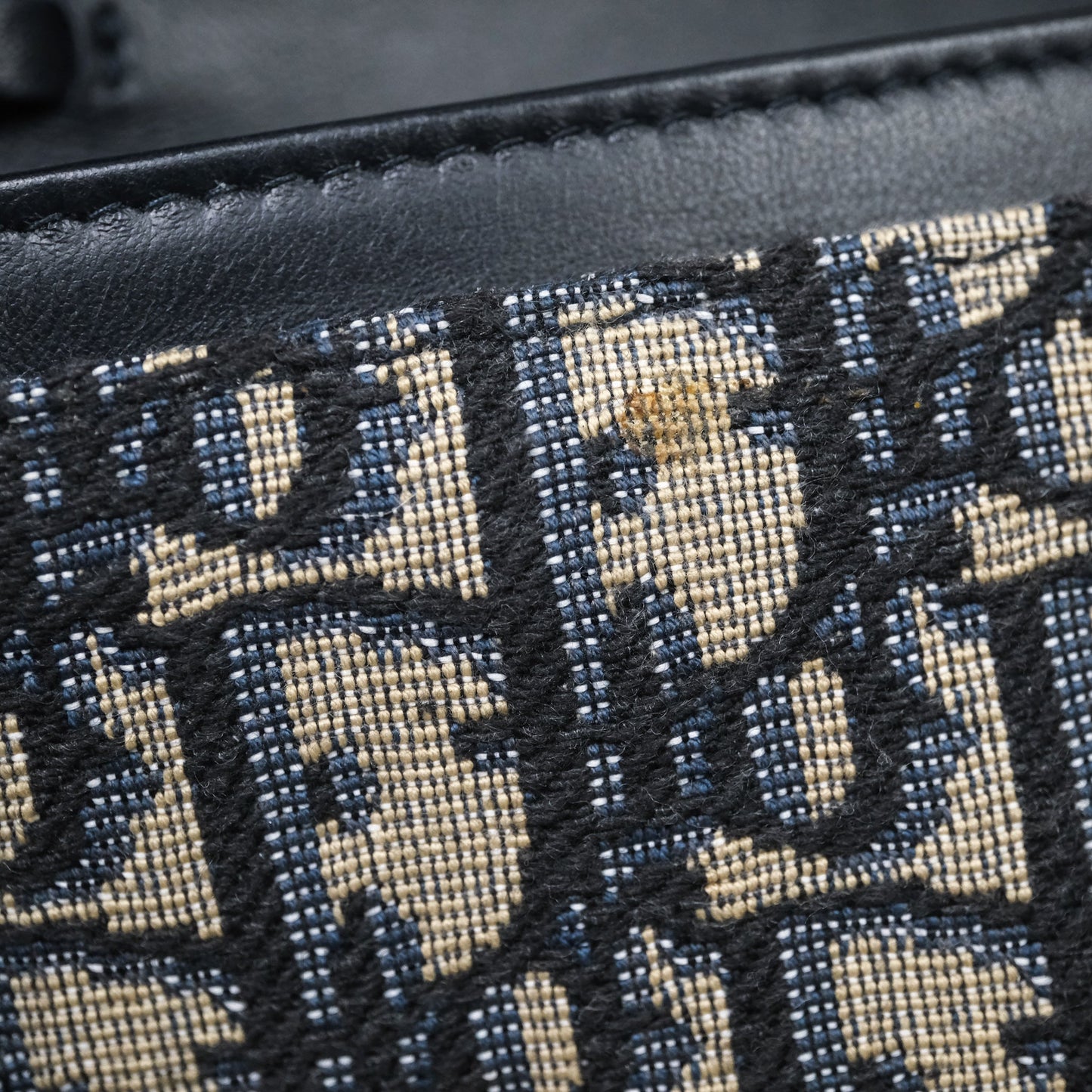 Christian Dior Small Saddle Pouch Wallet with Chain Blue Dior Oblique Jacquard