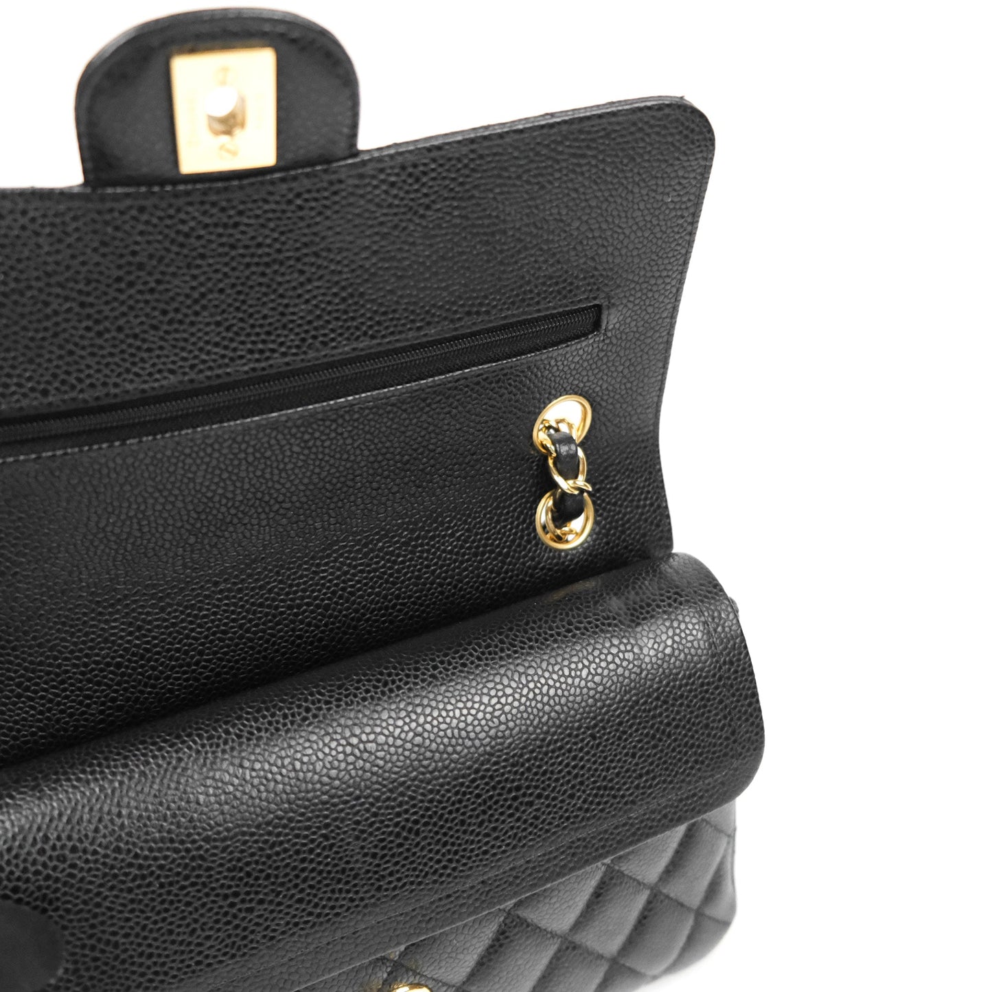 Chanel Small Classic Flap Quilted Black Caviar Gold Hardware