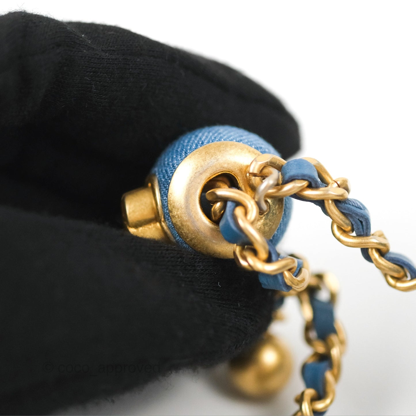 Chanel Mini Pearl Crush Vanity With Chain Denim Aged Gold Hardware