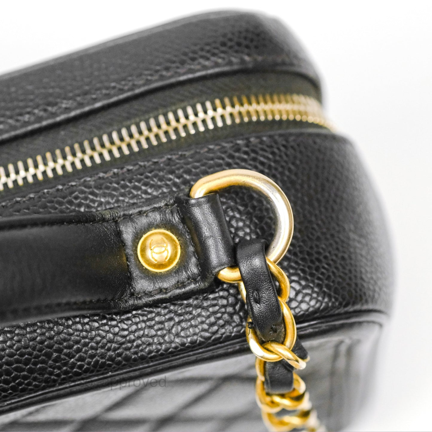 Chanel Quilted Medium CC Filigree Vanity Case Black Caviar Gold Hardware