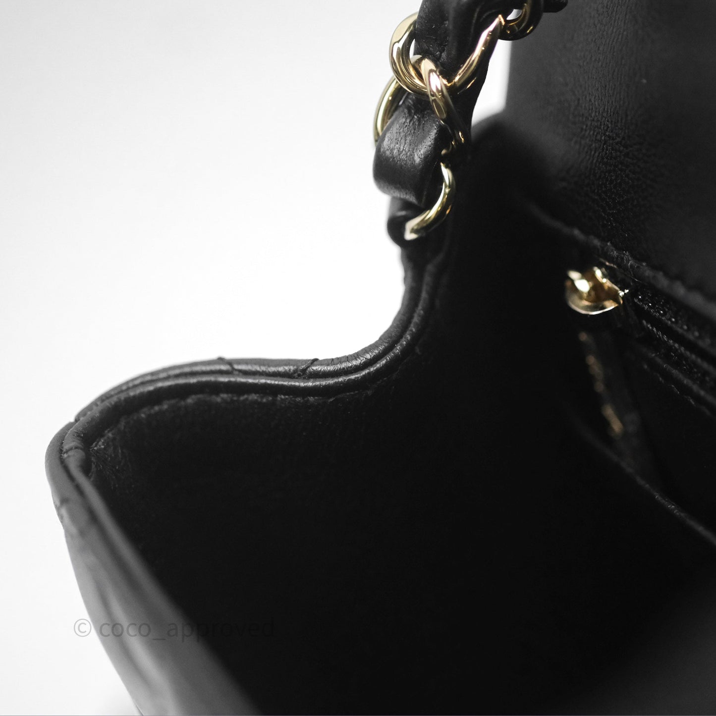 Chanel Mini Square Flap Quilted Black Lambskin Gold Hardware