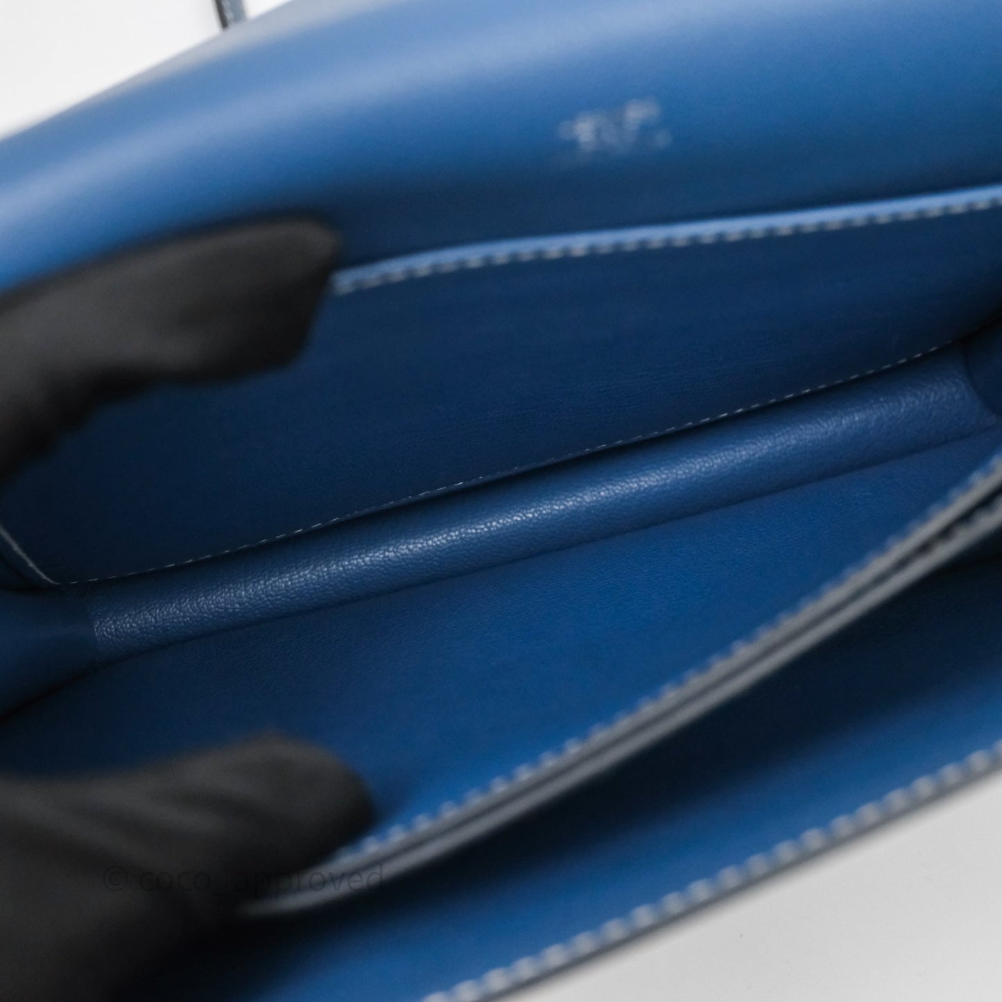 Hermès Roulis 23 Blue Evercolor Palladium Hardware