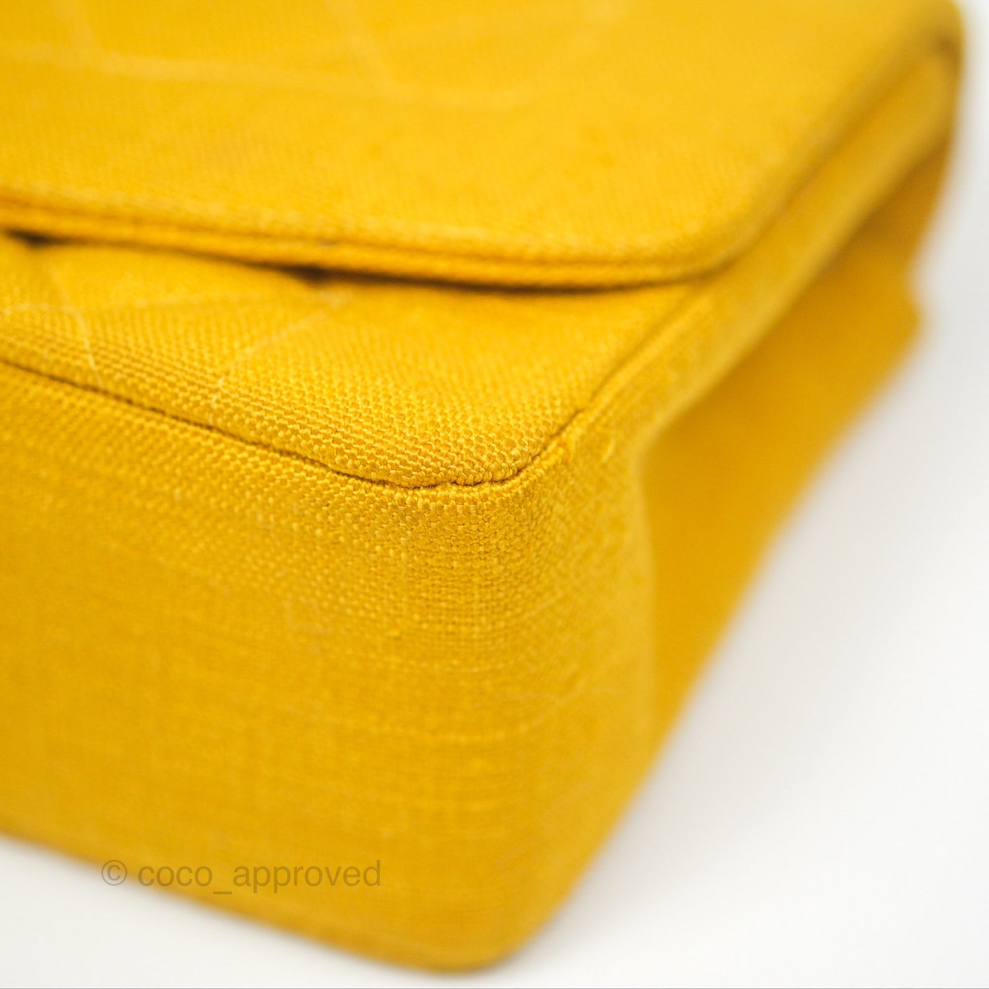 Chanel Vintage Small Classic Diana Flap Bag Yellow Linen Fabric 24K Gold Hardware