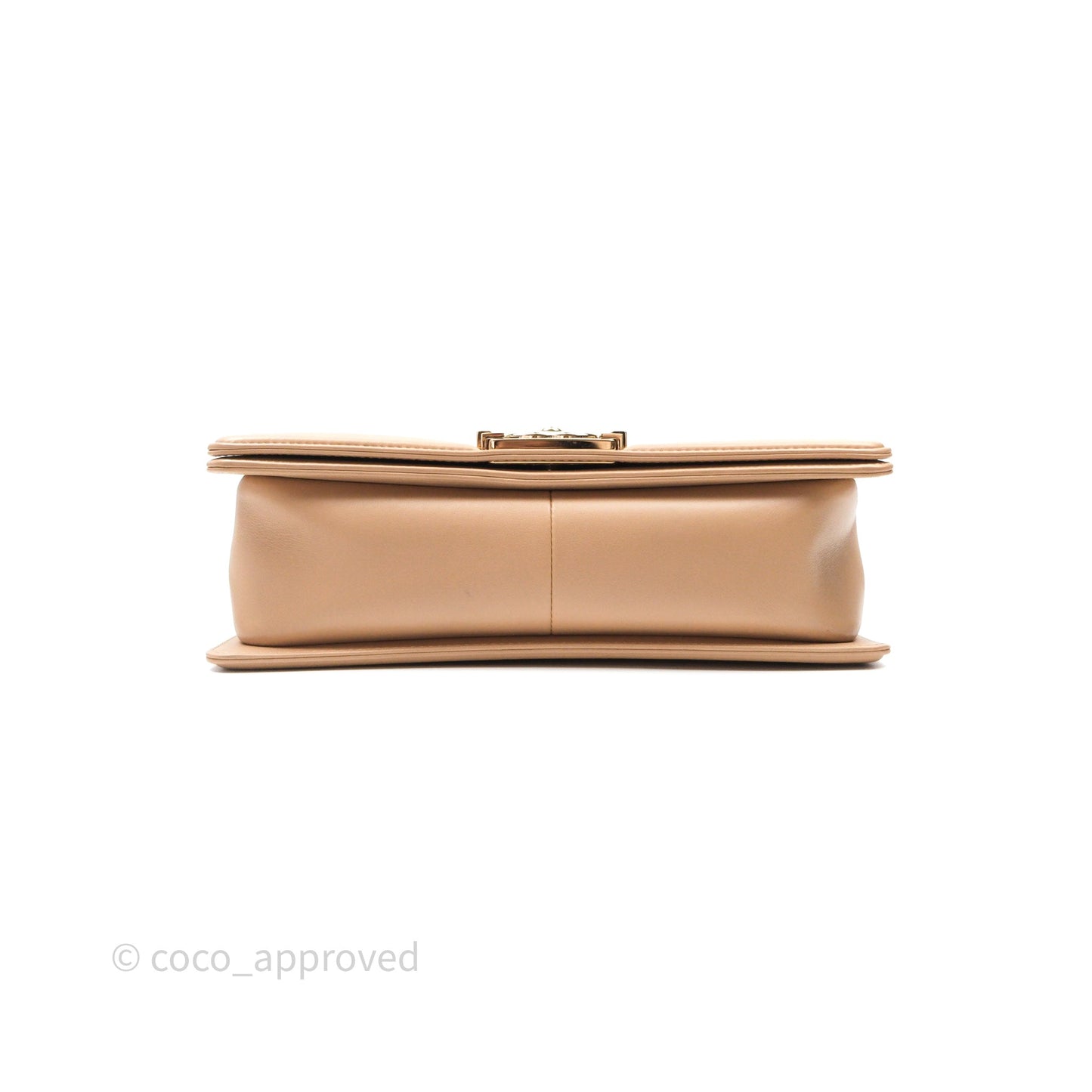 Chanel Boy Quilted Medium Beige Calfskin Gold Hardware