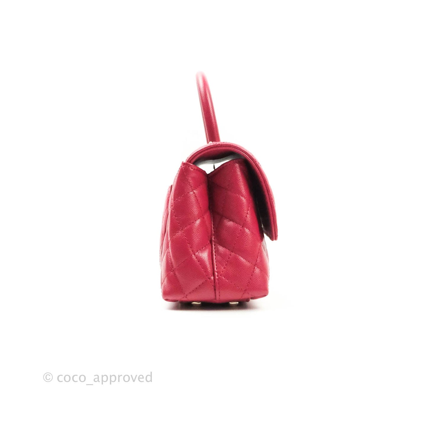 Chanel Mini (Small) Coco Handle Quilted Red Caviar Gold Hardware 21A