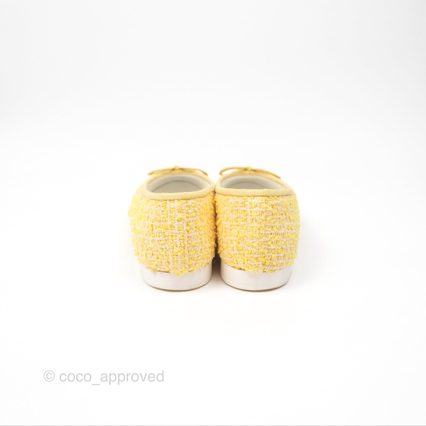 Chanel Ballerina Flats Yellow Tweed White Size 37