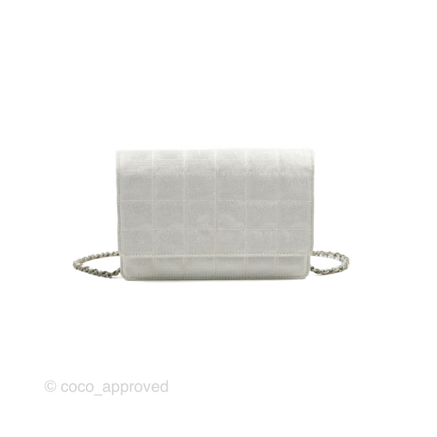 Chanel Vintage Wallet on Chain Silver Ice Cube Fabric