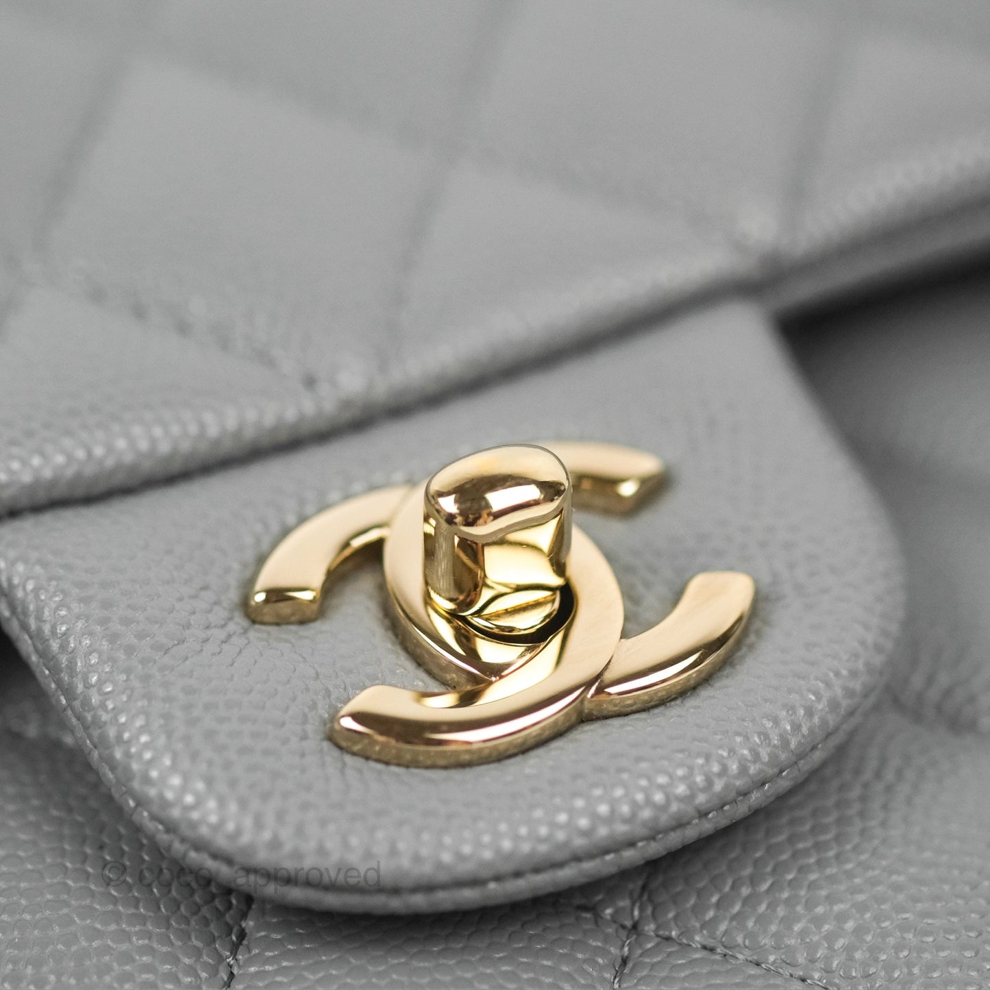 Chanel Small Classic Quilted Flap Grey Caviar Gold Hardware 20C